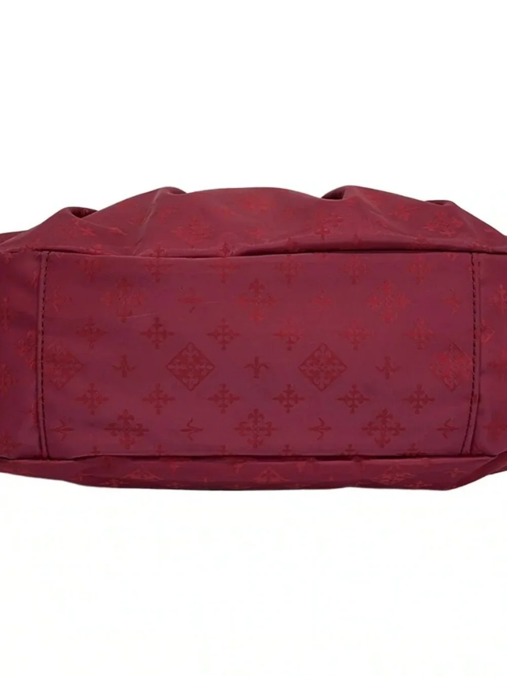 russet Bordeaux Nylon Leather Shoulder Bag
